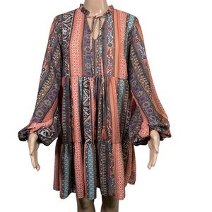 Flying Tomato Dress Bohemian Tiered Sheer Women’s Size Medium Lined
